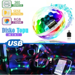 Sese Duyarlı Rgb Ledli 360 Derece Micro USB Mini Disko Işığı