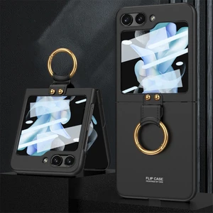 Galaxy Z Flip 5 Kılıf Yüzüklü Mat Leke Yapmaz Katlanabilir Tasarım Kamera Korumalı Slim Fit