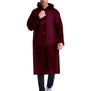 Unisex Kadın ve Erkek Yağmurluk %100 Eva Çıtçıtlı Kapüşonlu Bordo Renk