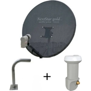 Gold Delikli 80 cm Gri Çanak Anten Lnb + L Demir (Duvara Montaj Için)Ile Birlikte.