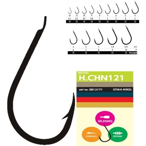 Hchn 121 Kısa Pala Dövme Olta Iğnesi 15'li Paket Black Nikel