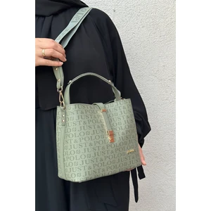 Just Polo Baskı Desenli Kilit Detaylı 3 Gözlü El ve Omuz Çantası 22X20CM PBU4002