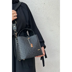 Just Polo Baskı Desenli Kilit Detaylı 3 Gözlü El ve Omuz Çantası 22X20CM PBU4002