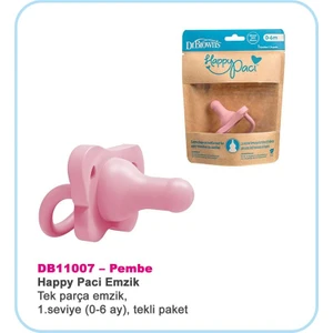 Dr Brown's Happypaci Tek Parça Silikon Emzik 0-6 Ay Pembe Tekli Paket