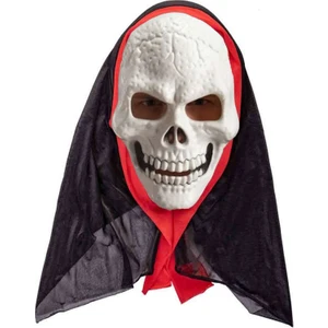 Kapüşonlu Beyaz  Kurukafa Şekilli Halloween Maskesi