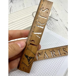 Kağıt Gemi Dükkan Paris Desenli Vintage Ahşap Cetvel / Yer Imi