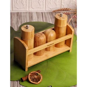 5 Parça Standlı Tuzluk Biberlik Öğütücülü Baharatlık Seti