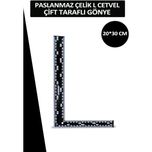Paslanmaz Çelik L Cetvel Metal Çift Taraflı Gönye 20*30 cm