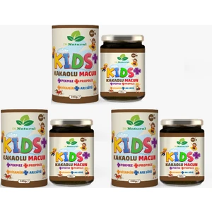 Dr. Natural Kids Çocuk Macunu Kakao - Arı Sütü - Propolis - Pekmez ve Vitamin 240 Gr. ( 3 Adet )