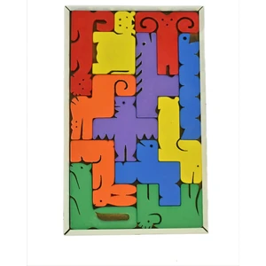 Capellawoodworks Çocuklar Için Ahşap Blok Yapboz - Eğlenceli Hayvan Tangram Bulmacası Çin Puzzle