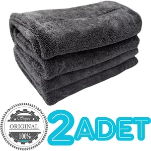 Vizyon Park 2 Adet Mikrofiber Kalın Süper Emici Çift Yüzlü Araç Kurulama Havlusu ve Cila Bezi 50 x 70 Cm- Gri