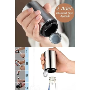 2 Adet Otomatik & Pratik Şişe Açma Bas Çek Şişe Soda Gazoz Kapağı Açacağı Tirbuşon