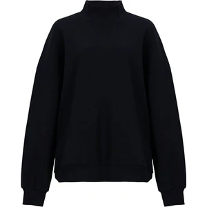 KadınSlogan Baskılı Dik Yaka Siyah Sweatshırt