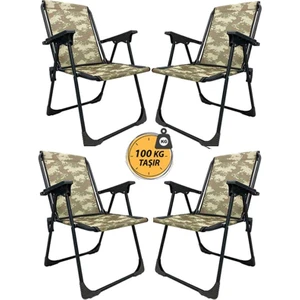 Kampseti 4 Adet Katlanır Kamp Sandalyesi-Taşınabilir Piknik Bahçe Sandalyesi