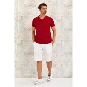 Gımaldo V Yaka T-Shırt - Bordo