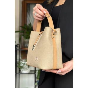 Just Polo Kum Renk Pamuk Dokuma Uzun Askılı 4 Bölmeli Kadın Çapraz Omuz ve El Çantası 22CM-20CM-9CM LB-4002