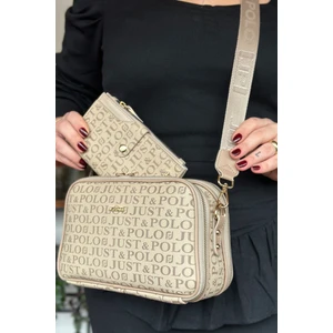Just Polo Uzun Askılı 5 Bölmeli Özel Seri Kadın Çapraz Postacı Omuz Çantası 2053-GD  Kum Kombin