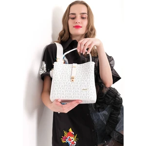 Just Polo Baskı Desenli Özel Seri Çanta   2055-GD  Beyaz