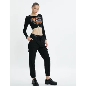 Jogger Kargo Pantolon Beli Bağlamalı Cepli Pamuklu