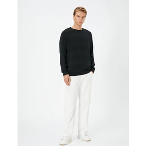 Triko Kazak Bisiklet Yaka Dokulu Slim Fit Reglan Kollu