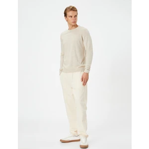 Triko Kazak Bisiklet Yaka Dokulu Slim Fit Uzun Kollu