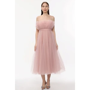 Fırfır Detaylı Hayal Tül Abiye Elbise