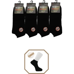 Kardeşler Çorap Kadın Pamuklu Dikişsiz Siyah Patik 4'lü Paket
