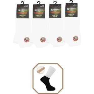 Kardeşler Çorap Kadın Pamuklu Dikişsiz Beyaz Patik 4'lü Paket