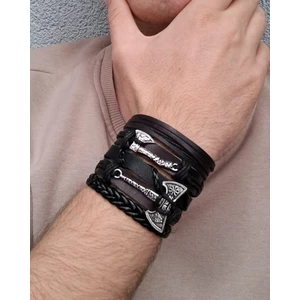 BSN Store Viking Thor İskandinav Charm  Çift Balta 5 Adet Hakiki Deri Bileklik