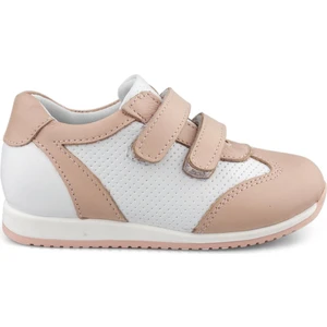Cici Bebe Ayakkabı Deri Pudra Beyaz Kız Çocuk Günlük Spor Ayakkabı