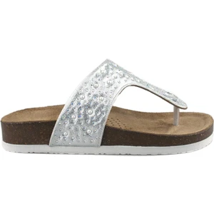 Cici Bebe Gümüş Taşlı Kız Çocuk Parmak Arası Terlik