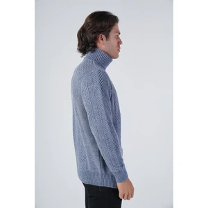 Trist Star Erkek Yürütme Saç Örgülü Balıkçı Yaka Triko Yün Kazak TRIST-5313