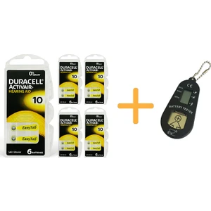 Duracell Activair 10 Numara Işitme Cihazı Pili (5 Paket x 6 Adet = 30 Adet Pil) + Hediye Işitme Cihazı Pil Ölçer, Yesmed