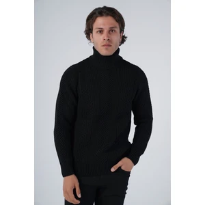 Trist Star Erkek Yürütme Saç Örgülü Balıkçı Yaka Triko Yün Kazak