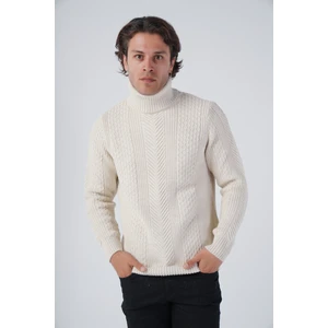 Trist Star Erkek Yürütme Saç Örgülü Balıkçı Yaka Triko Yün Kazak TRIST-5313