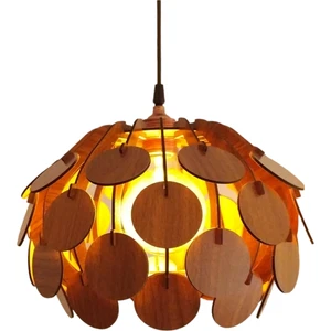 Hü Ma Tasarım ve Aksesuar Orman Model Modern Tasarım Globe Küre Doğal Ahşap Yaprak Mdf 3D Lazer Kesim Rustik Salon Avize