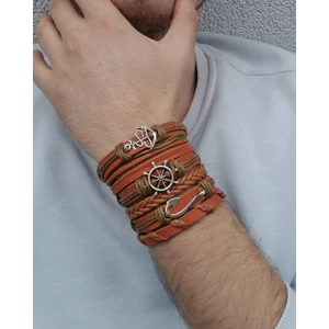 BSN Store Denizci Kombin Mini Figür Çapa Dümen Kanca 6 Adet El Yapımı Deri Bileklik