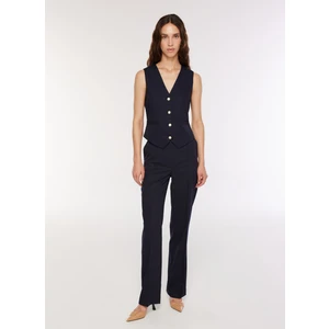 Yüksek Bel Dökümlü Lacivert Kadın Pantolon F3WL-PNT1