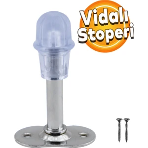 Mobilya Kapı Arkası Kolu Stoperi Tamponu Metal Krom 8 Cm Stopu Durdurucusu Tutucu Tutacağı