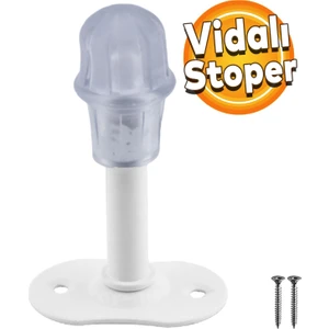 Mobilya Kapı Arkası Kolu Stoperi Tamponu Metal Beyaz 8 Cm Stopu Durdurucusu Tutucu Tutacağı
