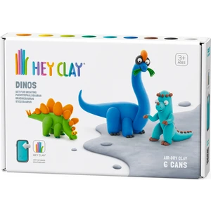 HEY CLAY Hava ile Kuruyan Kil (6'lı Kutu) - Dinozorlar (Stegosaurus, Pachycephalosaurus, Brachiosaurus)