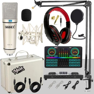 Midex CX1 Effective Set-2 Efektli Ses Kartı Mikrofon Kulaklık Stand Kayıt Canlı Yayın Seti (PC ve Telefon)