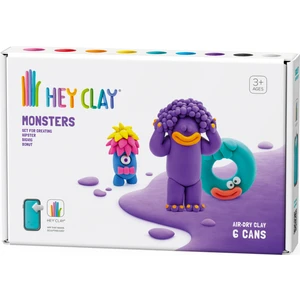 HEY CLAY Hava ile Kuruyan Kil (6'lı Kutu) - Monsters (Hipster, Bigwig, Donut)