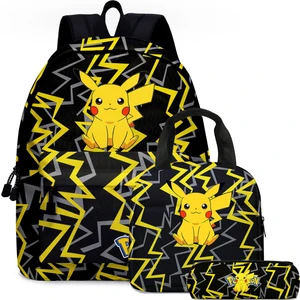Pikachu 3'lü Sırt Çantası Öğrenci Okul Çantası Kalem Kutusu Öğle Yemeği Çantası (Yurt Dışından)