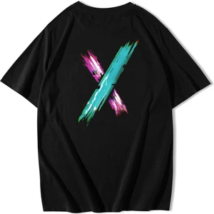 BRZ Collection Unisex Oversize Arka Baskılı Electric x Logo T-Shirt