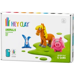 HEY CLAY Hava ile Kuruyan Kil (6'lı Kutu) - Hayvanlar (Domuzcuk, At, Tavşan)