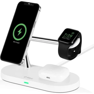Aircharger Quattro M Magsafe Uyumlu Iphone+Applewatch+Airpods LED Li Kablosuz Hızlı Şarj Standı