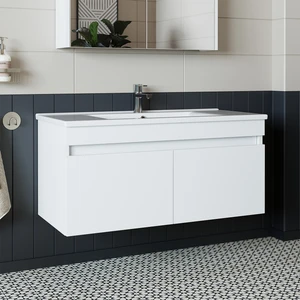 Roomart LD3 Ayaksız 2 Kapaklı Lavabolu Beyaz Mdf 100 cm Banyo Dolabı