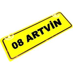 08  ARTVİN Yazılı Sarı Dekor Plaka Sök Tak Pratik yeni nesil