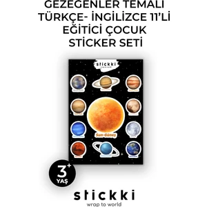 Gezegenler Ingilizce-Türkçe Tasarımlı Kredi Kartı Sticker Kaplama
